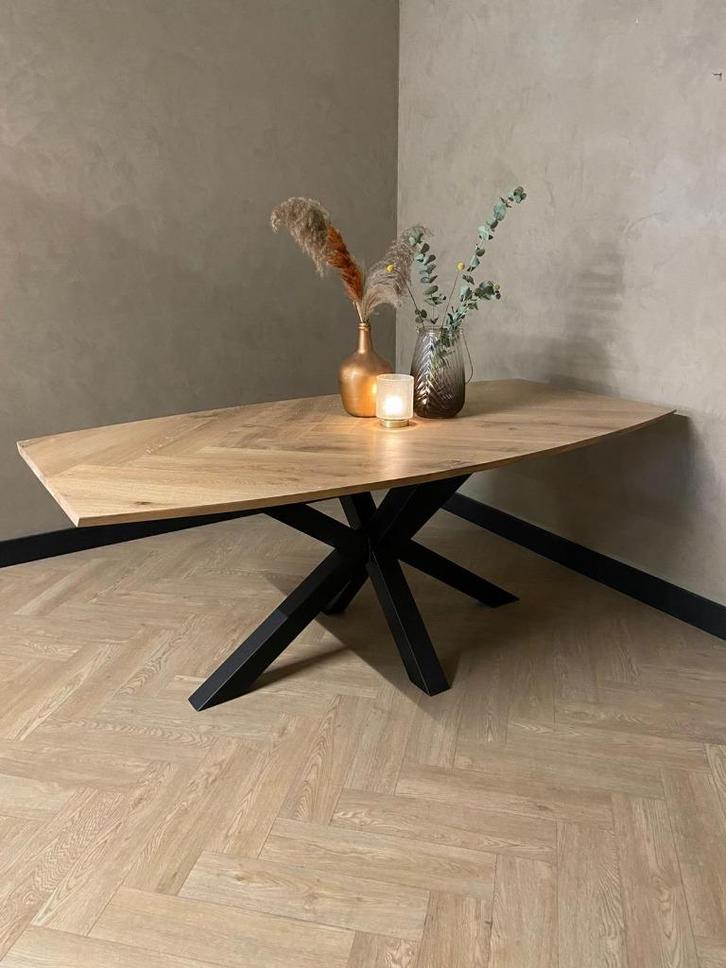 Eiken eettafel Visgraat - MOET WEG, Huis en Inrichting, Tafels | Eettafels, Nieuw, 50 tot 100 cm, 150 tot 200 cm, Vijf personen of meer