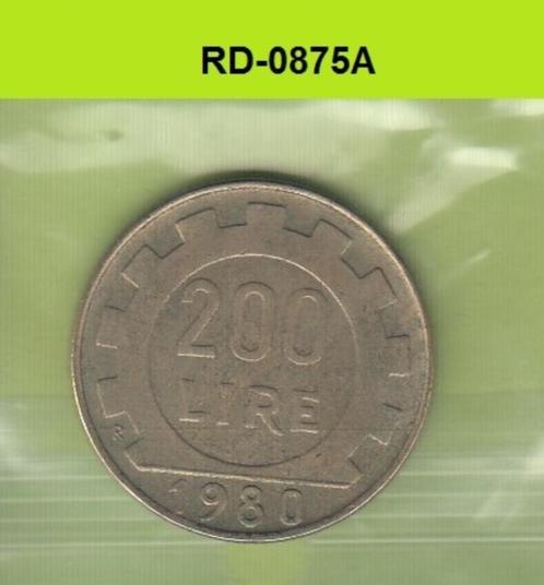 S8-RED-0875 Italy 200 LIRE 1980  VF KM105, Postzegels en Munten, Munten | Europa | Niet-Euromunten, Italië, Verzenden