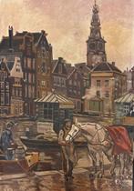 olieverf schilderij J.M. Groot A'dam '44 Waag-Nieuwmarkt, Antiek en Kunst, Kunst | Schilderijen | Klassiek, Ophalen of Verzenden