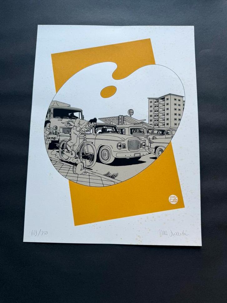 Joost Swarte zeefdruk gesigneerd Het Raadsel 663/750 (1978), Verzamelen, Foto's en Prenten, Zo goed als nieuw, 1960 tot 1980, Ophalen