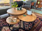 Goossens Jelle salontafels, Huis en Inrichting, Tafels | Salontafels, Rond, Zo goed als nieuw, Minder dan 50 cm, Overige houtsoorten
