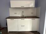 Pantry keuken glanzend wit met bruinblad, Ophalen, Gebruikt, Wit, Enkelwandige keuken
