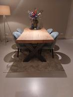 Boomstamtafel Piet Klerkx - Natuurlijk met stalen X-poot, 50 tot 100 cm, Zo goed als nieuw, 150 tot 200 cm, Vier personen