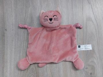 Knuffel knuffeldoekje Hema poes kat roze L242 beschikbaar voor biedingen