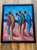 schilderij 5 men standing Benyamin Long, Antiek en Kunst, Kunst | Schilderijen | Klassiek, Ophalen