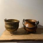 2 antiek koperen potje bakjes kookpotten, Antiek en Kunst, Ophalen of Verzenden