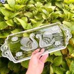 Cakeschaal Walther glas met zwanen jaren 80 Mikasa kristal, Huis en Inrichting, Keuken | Servies, Ophalen of Verzenden, Overige stijlen