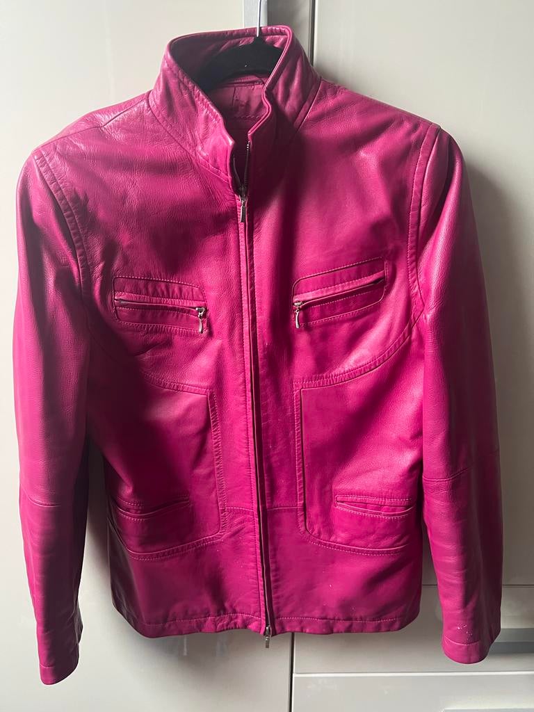 Roze leren jasje - Maat L, Maat 42/44 (L), Ophalen of Verzenden, Zo goed als nieuw, Jasje