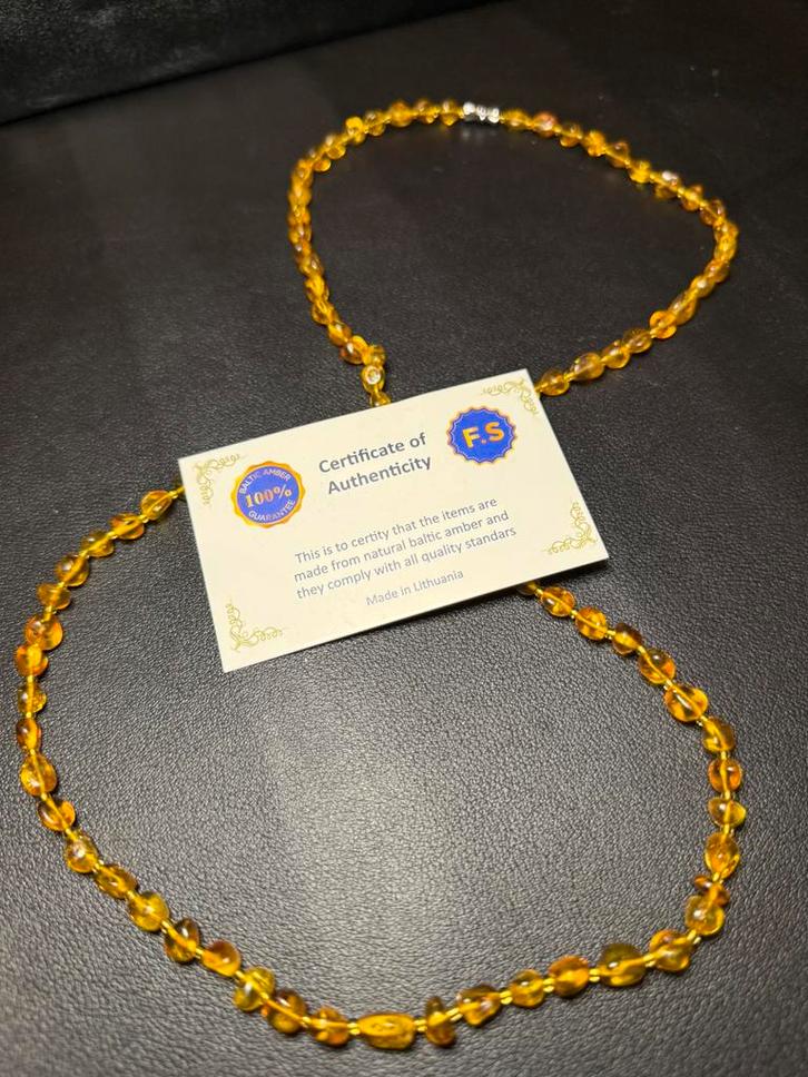 Gecertificeerd orginele barnsteen nieuw, Sieraden, Tassen en Uiterlijk, Kettingen, Nieuw, Steen of Mineraal, Geel, Met edelsteen