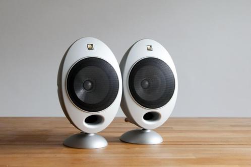 KEF HTS2001 'eitjes' in zilver, Audio, Tv en Foto, Luidsprekers, Gebruikt, Front, Rear of Stereo speakers, Overige merken, Ophalen of Verzenden