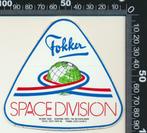 Sticker: Fokker - Space Division - Schiphol Oost, Verzenden, Zo goed als nieuw, Bedrijf of Vereniging