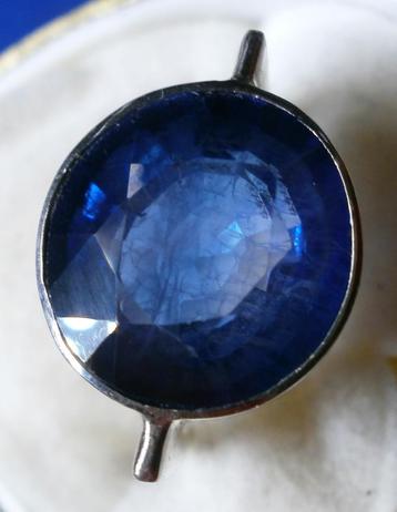 Blauw saffier ca 8 karaat zilver 925 ring zeldzaam ca 1970 beschikbaar voor biedingen