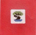 kaart met geborduurde bonsai (1367), Hobby en Vrije tijd, Ophalen of Verzenden, Nieuw, Natuur