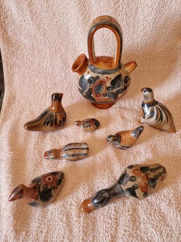Mexico Tonala aardewerk. 8 verschillende objecten