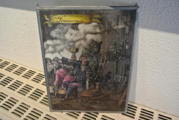  Vintage Glas en Loodraampje met ketting “De Timmerman” beschikbaar voor biedingen