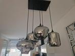 Hanglamp smoke glas 5 stuks en 3 stuks incl plaat, Huis en Inrichting, Lampen | Hanglampen, Ophalen, Zo goed als nieuw, Glas