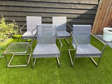 Design Richard Frinier Brown Jordan rvs tuinsstoelen tafel beschikbaar voor biedingen