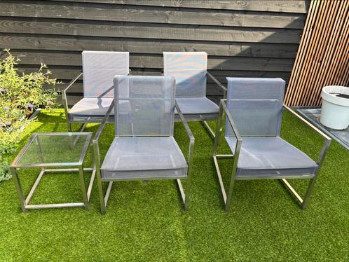 Design Richard Frinier Brown Jordan rvs tuinsstoelen tafel, Tuin en Terras, Tuinstoelen, Ophalen