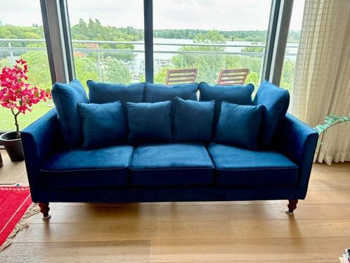 Navy Blue Velvet Sofa / couch, Huis en Inrichting, Banken | Sofa's en Chaises Longues, Zo goed als nieuw, Driepersoons, 200 tot 250 cm