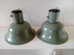 2 oude groene lampenkappen, hanglamp, eettafel, Ophalen, Zo goed als nieuw, Groen, Rond