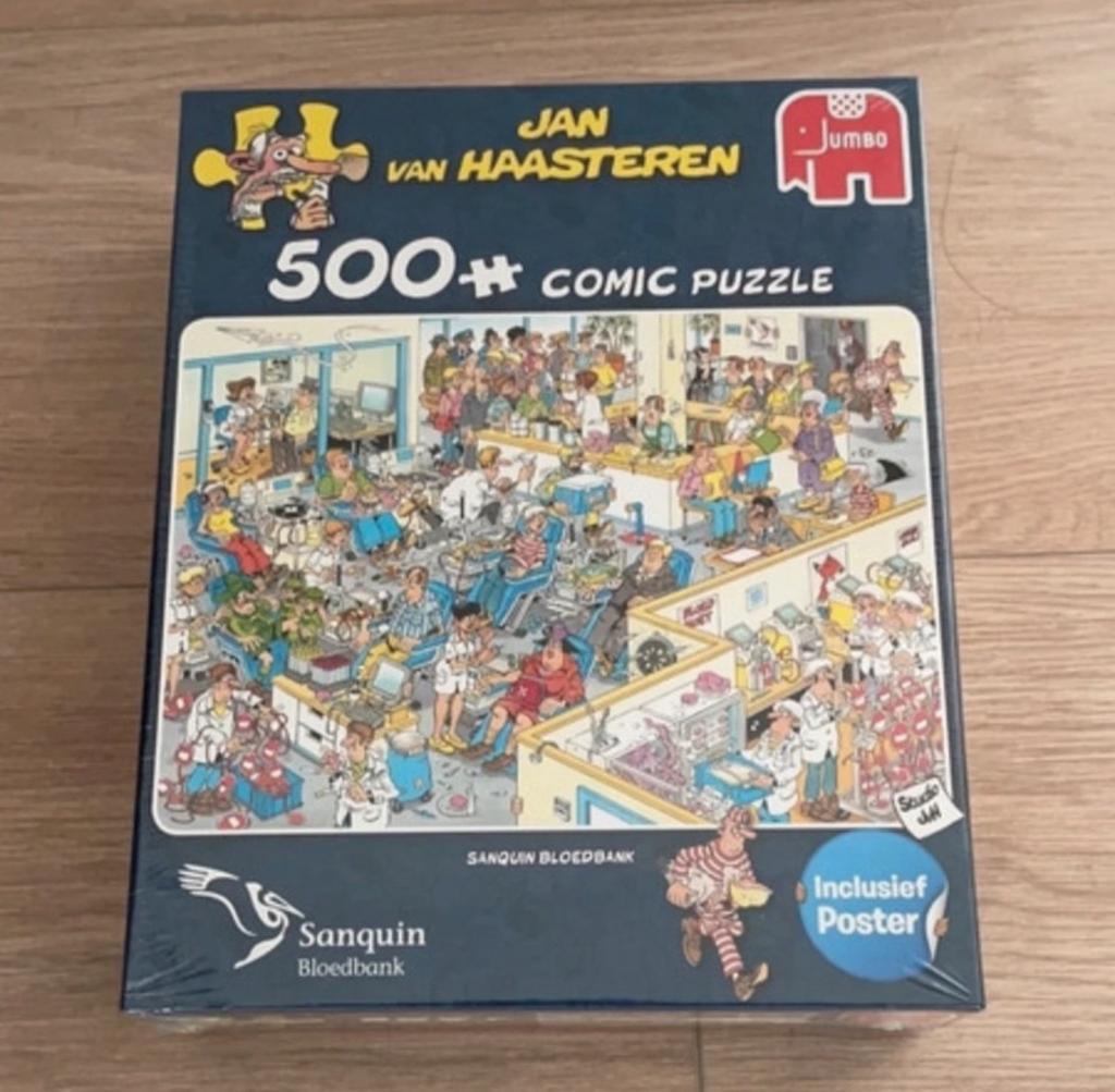 Jan van Haasteren NIEUW in verpakking Bloedbank, Ophalen of Verzenden, 500 t/m 1500 stukjes, Nieuw