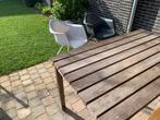 Teakhout tuintafel 4x kuipstoel, Tuin en Terras, Teakhout, Gebruikt, Rechthoekig, Ophalen of Verzenden