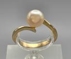 18 Karaat. Gouden Vintage ring met parel. 2025/651., Ophalen of Verzenden, Goud, Ring, Met edelsteen