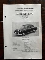 Vraagbaak / specificaties & afstelgeg. Mercedes W180, 220a, Ophalen of Verzenden