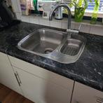 Wasbak dubbel inclusief kraan te koop, Ophalen, Gebruikt, 50 tot 100 cm, Minder dan 100 cm