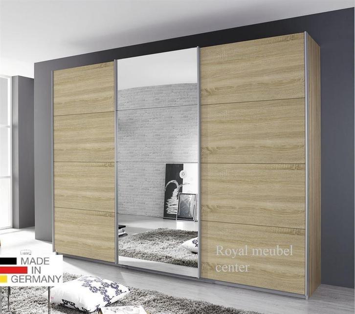 Schuifdeur kledingkast XL 3 Deuren Spiegel Metalic grijs Hou, Huis en Inrichting, Kasten | Kledingkasten, Nieuw, 200 cm of meer