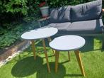 Set houten bijzettafeltjes zgan, Rond, Zo goed als nieuw, Hout, Ophalen