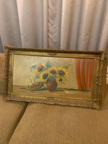 Zonnebloemen in lijst schilderij klassiek goud barok groot beschikbaar voor biedingen