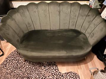 Groene Schelpvormige Bank - Tweepersoons Velvet ZGAN beschikbaar voor biedingen