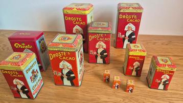 Vintage Droste Cacao Blikken Verzameling beschikbaar voor biedingen