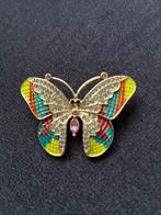Vintage Vlinder Broche met Strass, Sieraden, Tassen en Uiterlijk, Broches, Overige materialen, 4 tot 7 cm, Overige kleuren, Ophalen of Verzenden
