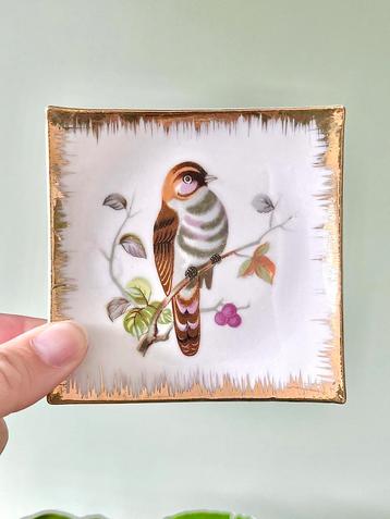Vintage mini wandbordje vogel vogelprent beschikbaar voor biedingen