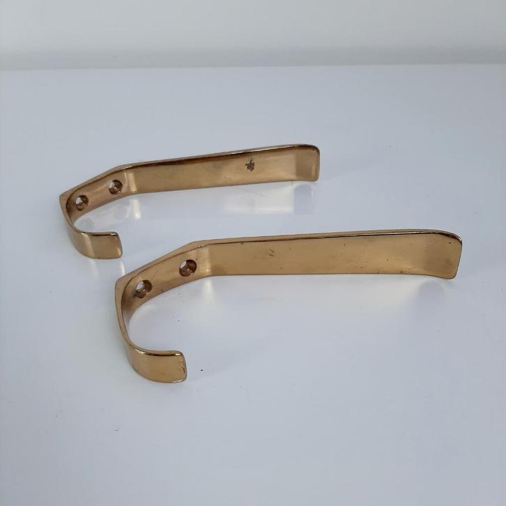 Vintage messing jashaak, kapstokhaak, haak met strak design, Huis en Inrichting, Woonaccessoires | Kapstokken, Gebruikt, Wandhaken