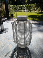 Witte houten lantaarn met windlicht voor binnen/buiten, Ophalen, Gebruikt, Modern