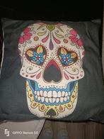 Suiker schedel pillow kleurrijk, Ophalen of Verzenden, Zo goed als nieuw, Vierkant