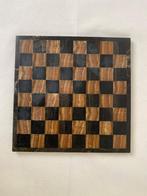 Massief Marmeren Schaakbord - Natuursteen, Bruin / Ecru 34cm, Ophalen, Zo goed als nieuw