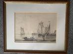 Willem Lodewijk Andreae, Vissershaven aan de Zuiderzee, Antiek en Kunst, Kunst | Tekeningen en Foto's, Ophalen of Verzenden