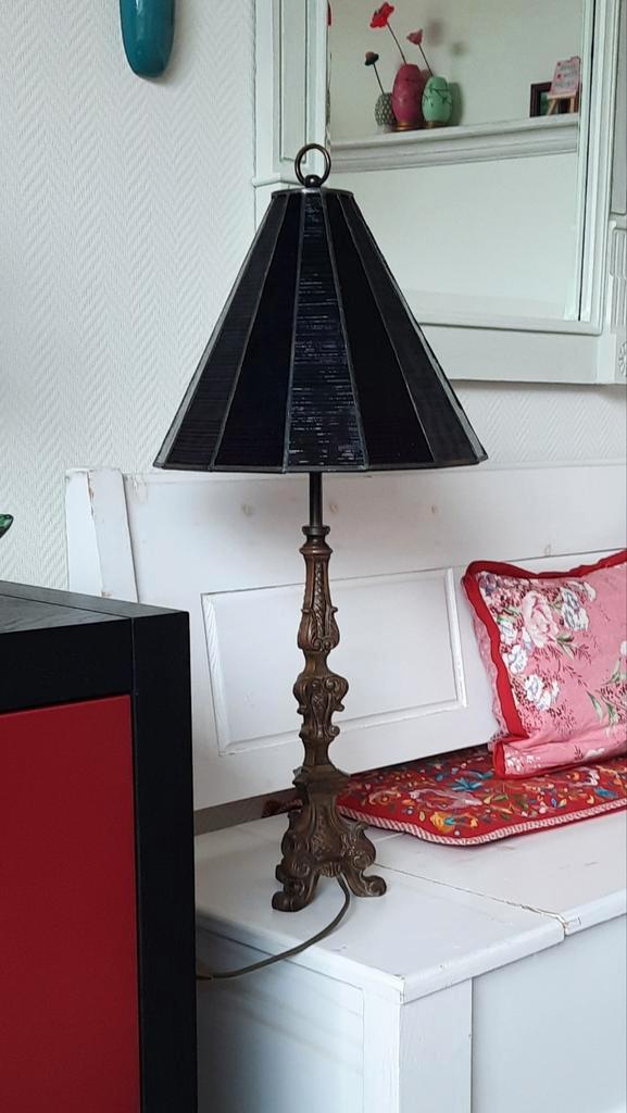 Barok stijl tafellamp patina messing voet, lees beschrijving, Huis en Inrichting, Lampen | Tafellampen, Zo goed als nieuw, Minder dan 50 cm