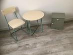 Brocante Slaapkamerset: Tafel, Stoel + Kastje in Lindegroen, Ophalen