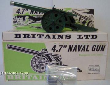 Britains 4.7 Naval Gun miniatuur kanon in doos 70er jr 1:32 beschikbaar voor biedingen