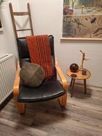 Poang stoel Ikea leder, Huis en Inrichting, Fauteuils, Ophalen of Verzenden, Zo goed als nieuw, Hout, 50 tot 75 cm
