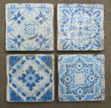 DELFTS BLAUWE ONDERZETTERS - (TEGELTJES) SET 4 STUKS 7,50 beschikbaar voor biedingen