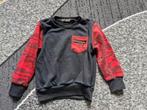 Zwarte trui Met rode leger accenten Maat 104 h, Trui of Vest, Onbekend, Ophalen of Verzenden, Zo goed als nieuw