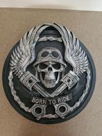 Mooie zware wanddecoratie,skull,bikers,wandbord,mancave,ride, Ophalen of Verzenden