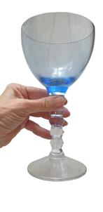 Prachtige Grote Blauwe Martini / Cocktail Glazen Vintage 4st, Huis en Inrichting, Keuken | Servies, Glas, Overige stijlen, Glas of Glazen