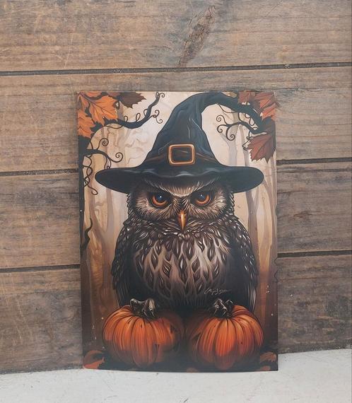 Kaart uil met pompoenen herfst/Halloween thema, Verzamelen, Ansichtkaarten | Themakaarten, Ongelopen, 1980 tot heden, Seizoenen